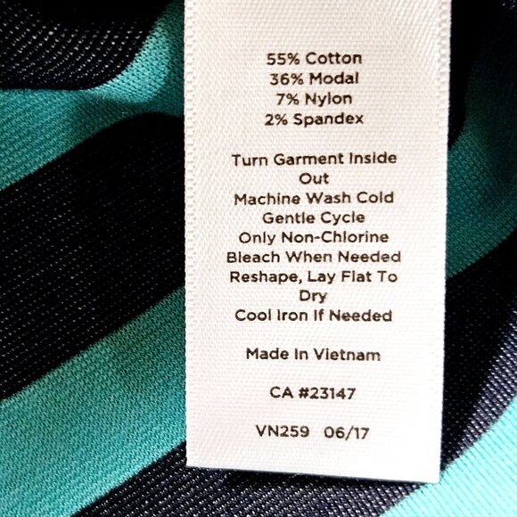 Talbots Womens Petite Striped Pullover Top 3XP Black & Aqua Cotton Blend - Picture 7 of 10